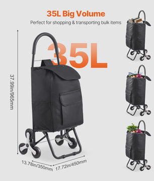 Opvouwbare Boodschappentrolley 36L met Trapliftfunctie - Draagkracht tot 50kg
