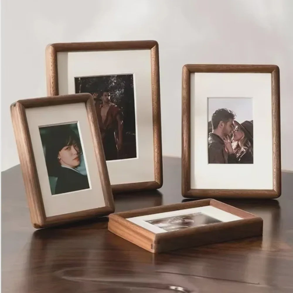 Eenvoudig Zwart Walnoot Houten Fotolijst - Handgemaakt & Stijlvol