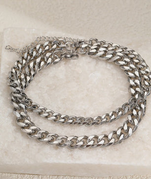 2-delige Gouden Roestvrijstalen Cuban Chain Enkelbandjes Set voor Dames en Heren
