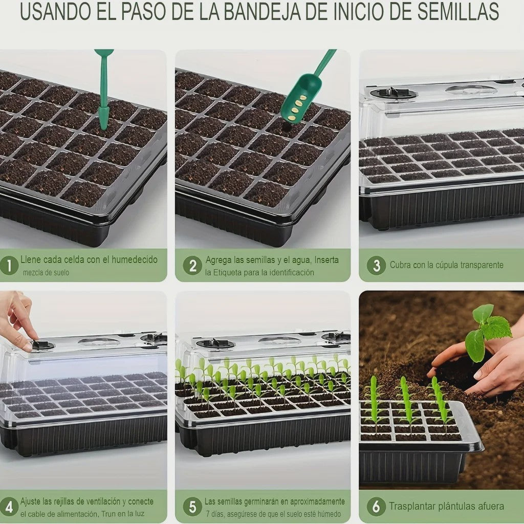 Professionele Zaad Starter Kit: 40 Cellen, 2 Groeilampen & Vochtigheidsregeling