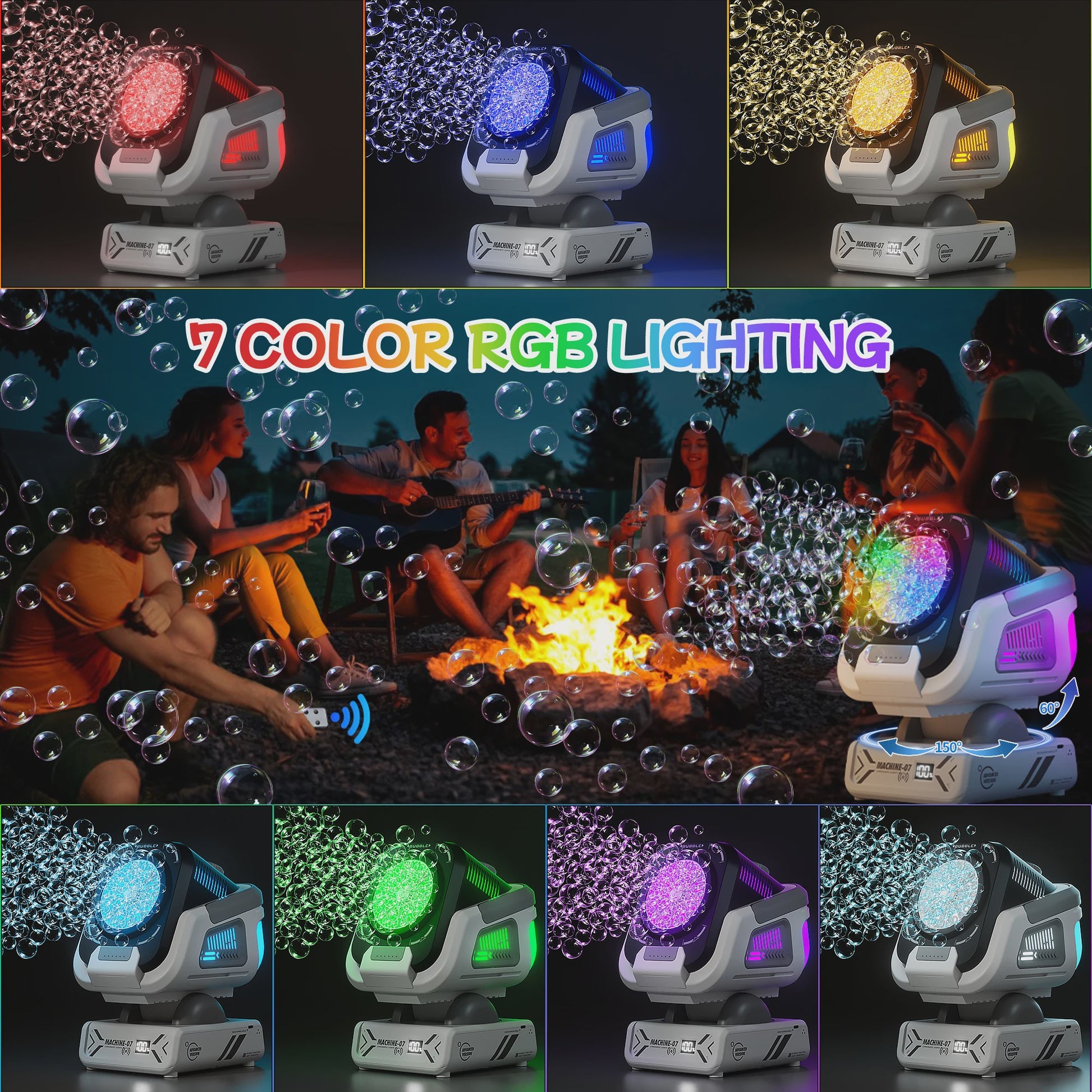 Automatische Bellenblaasmachine met Afstandsbediening, RGB Verlichting en 1800mAh Batterij