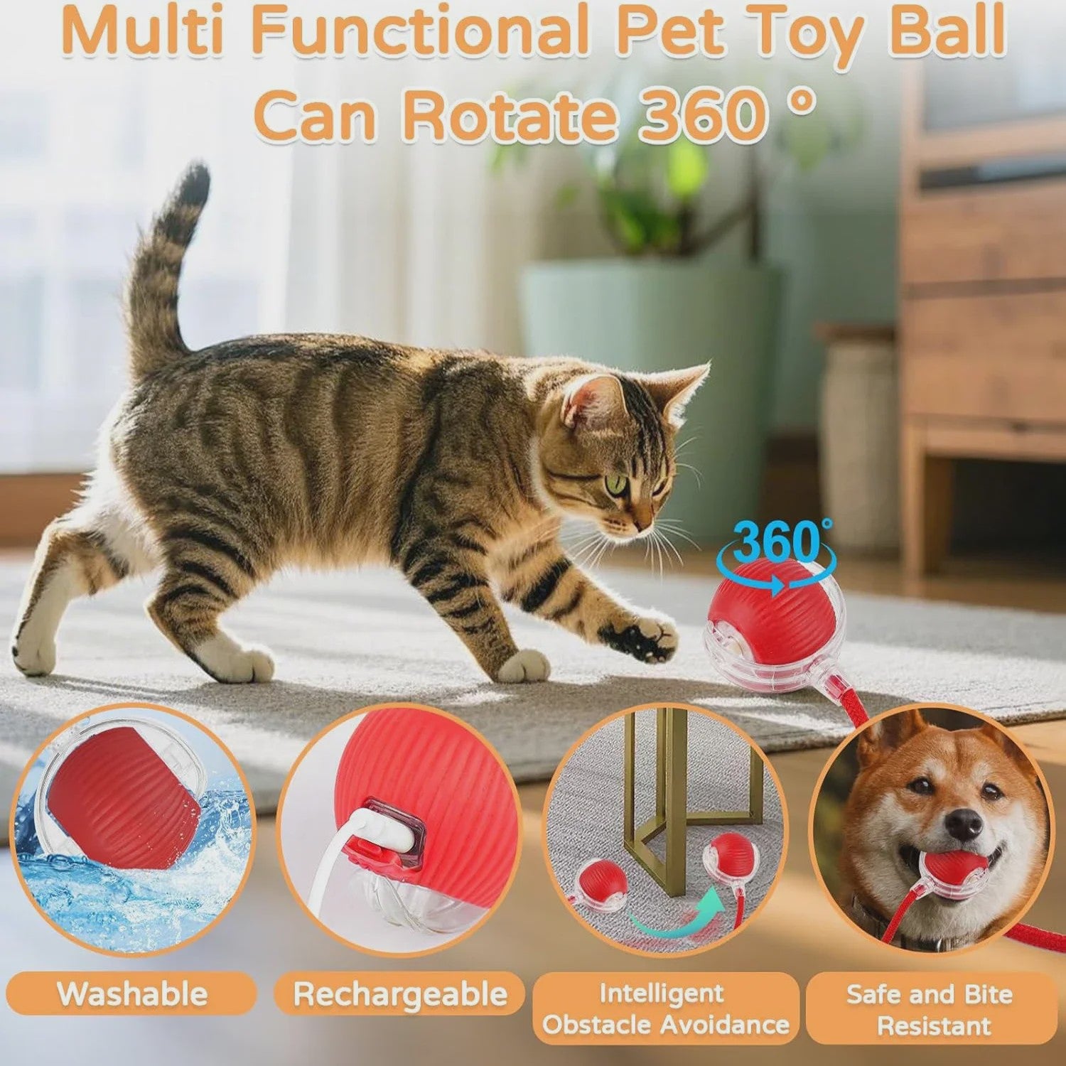 Interactieve Kattenbal Speelgoed - Automatisch Rollend, Oplaadbaar & Slim