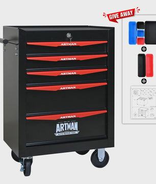 Mobiele Gereedschapswagen met 5 Lades - Zwart/Rood