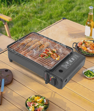 Draagbare Gas BBQ Grill & Kooktoestel - 2.2KW Outdoor Camping LPG/Butaan met Koffer