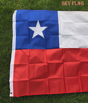 Chile Vlag 90x150cm - Polyester Vlaggenbanner met 2 Ophangringen