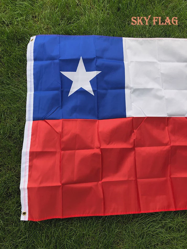 Chile Vlag 90x150cm - Polyester Vlaggenbanner met 2 Ophangringen