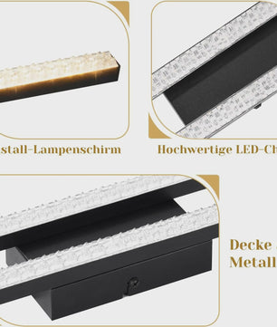 Moderne LED Plafondlamp Zwart Kristal 61.5cm - Warm Wit 3000K