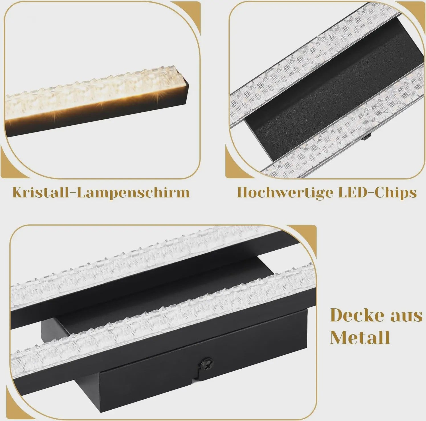 Moderne LED Plafondlamp Zwart Kristal 61.5cm - Warm Wit 3000K