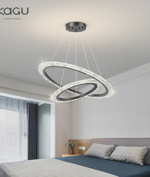 Luxe Gouden LED Ring Hanglamp met Kristaldecoratie - Modern Design Kroonluchter voor Woonkamer & Eetkamer