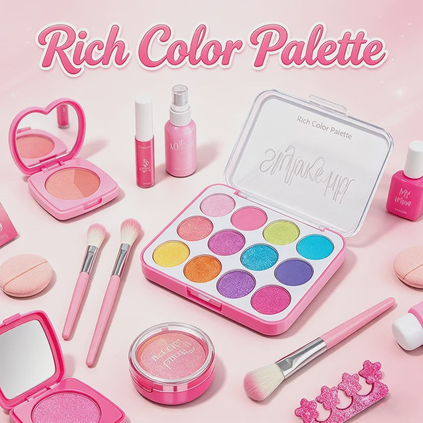 Prinsessen Speel Make-Up Set voor Kinderen - Faux Manicure, Lip Color & Eye Shadow Speelgoed