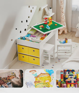 Kinder Speeltafel met 2 Stoelen en Opbergruimte - Wit