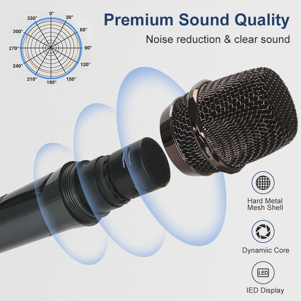 Draadloze UHF Microfoon Set - 2 Handheld Microfoons voor Karaoke, Feest, Presentatie & Vergadering