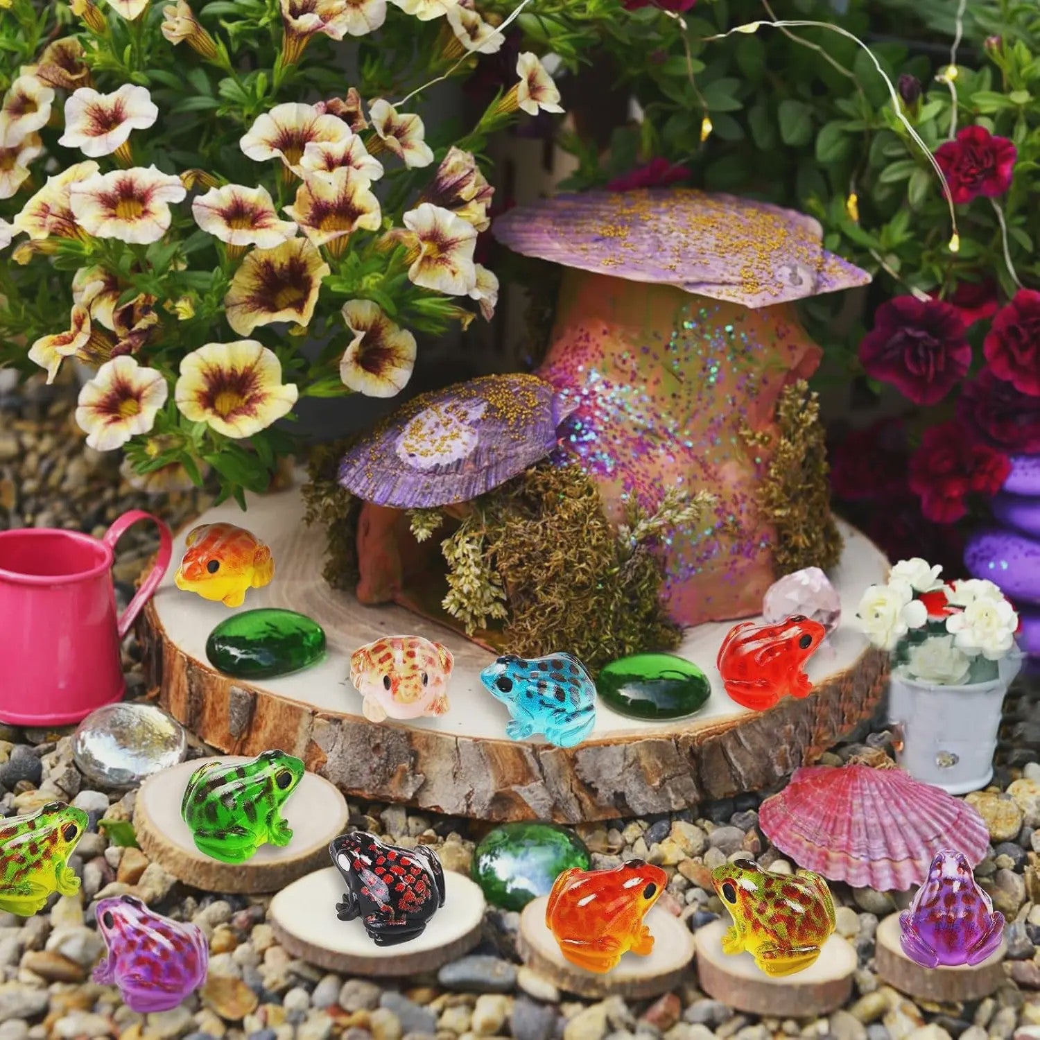 Set van 10 Lichtgevende Mini Kikkers - Glow in the Dark Figuurtjes voor Tuin & Terrarium