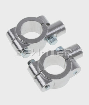 Set van 2 Motor Stuur Spiegelhouders - Zwart/Zilver - Universele Klemmen 22/25mm