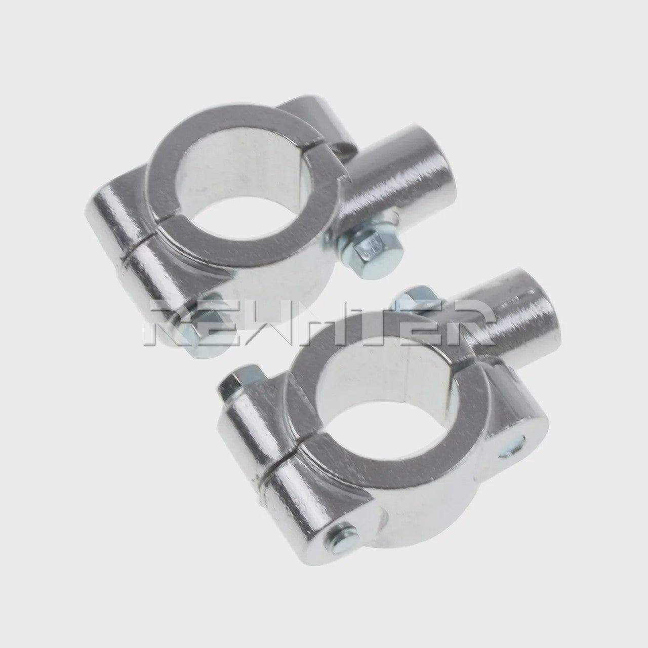 Set van 2 Motor Stuur Spiegelhouders - Zwart/Zilver - Universele Klemmen 22/25mm