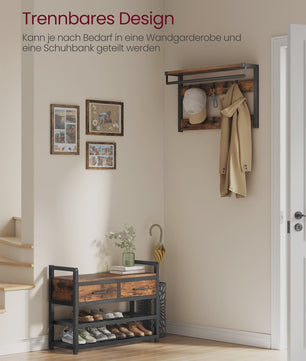 VASAGLE Kapstok met Schoenbank - Separable Design - Halmeubel