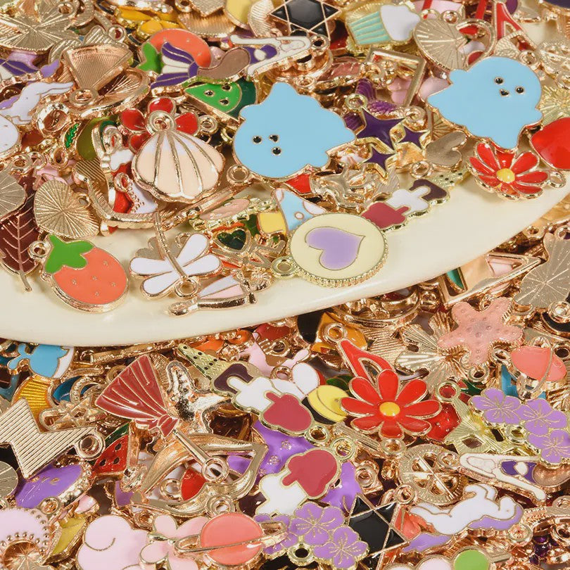 Grote Mix Bedeltjes (30/60/100 stuks) - Enamel & Drip Oil - Voor Sieraden Maken