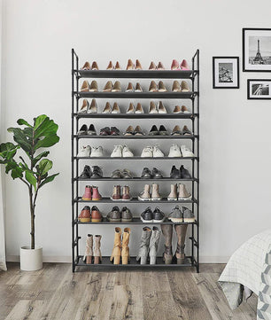 10-laags Schoenenrek - 100x30x176cm - Metalen Frame & Vliesstof - Organisatie voor Hal & Slaapkamer
