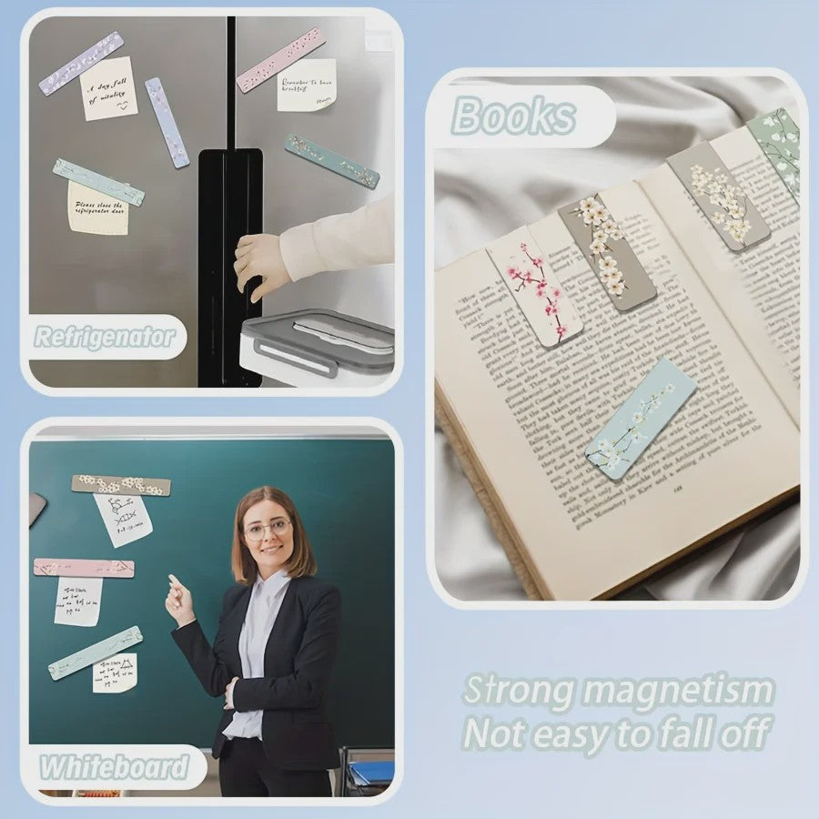 12x Magnetische Bladwijzers met Bloemenprint - Stijlvolle Paginamarkers voor Dames & Planners