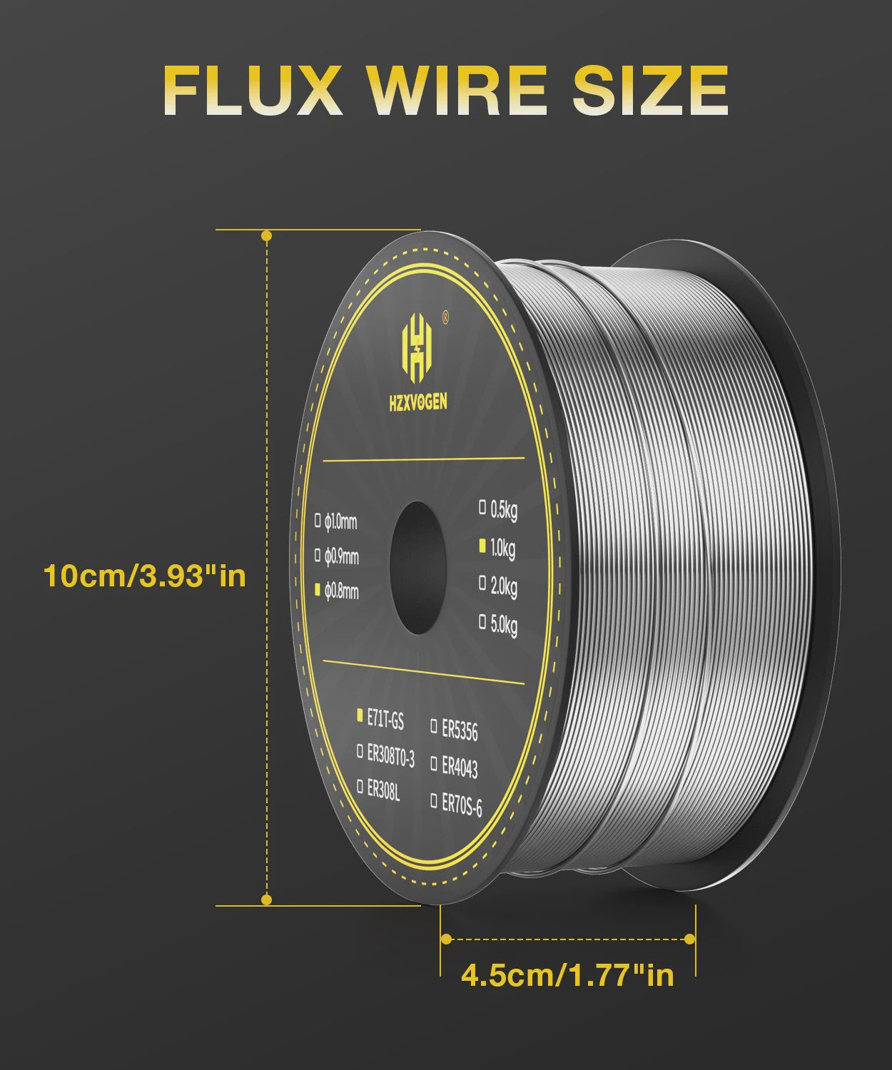 HZXVOGEN E71T-GS Flux Cored MIG Lasdraad 0.8mm 1KG - Zelfbeschermend, Gasloos, Lage Spatting, Makkelijke Slakverwijdering