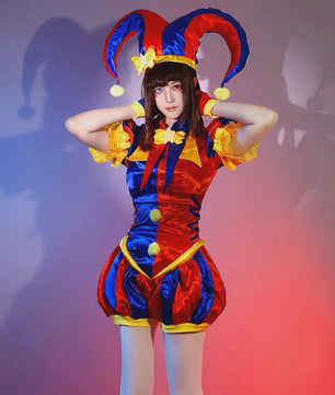 Pomni Cosplay Kostuum - The Amazing Digital Circus Clown Uniform