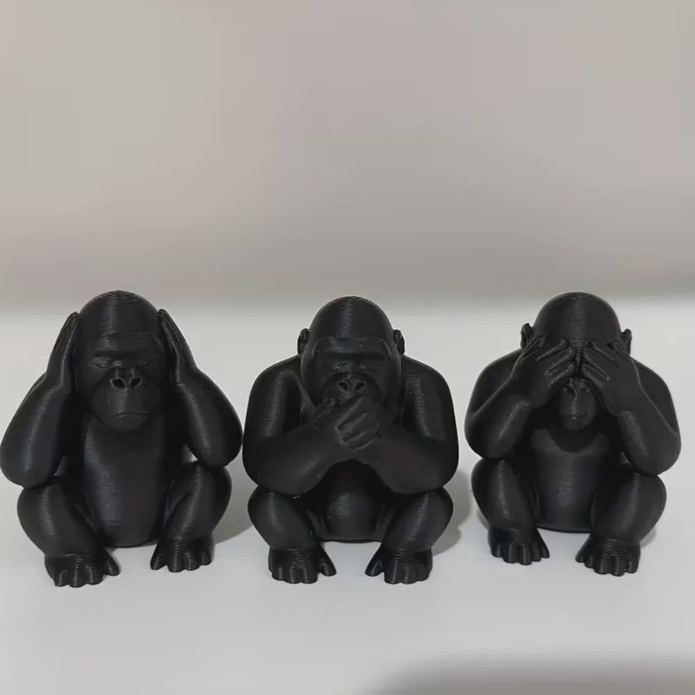 Set van 3 Drie Apen Beeldjes - Niet Zien, Niet Horen, Niet Zeggen - Woonkamer Decoratie