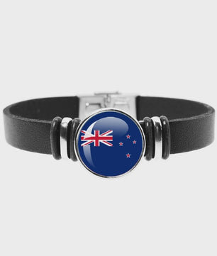Leren Armband met Vlag van [Land] - Stijlvolle Bangle voor Dames en Heren