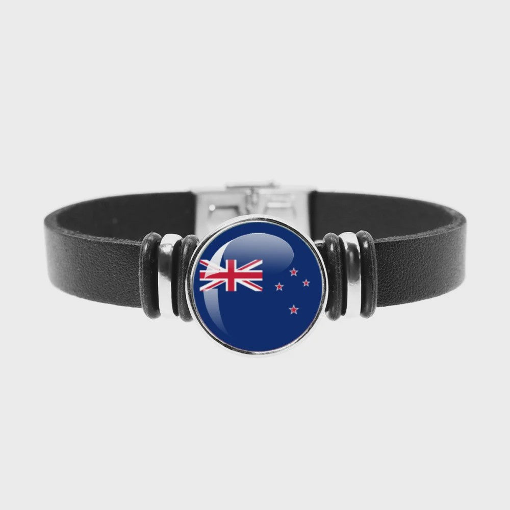 Leren Armband met Vlag van [Land] - Stijlvolle Bangle voor Dames en Heren