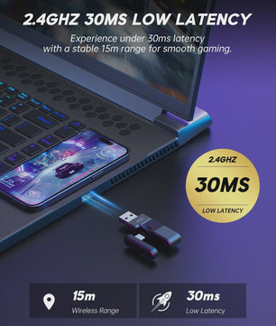 Oneodio EKSA E900 WT Gaming Headset: Draadloos 2.4G, Bluetooth, 80u Batterij & RGB
