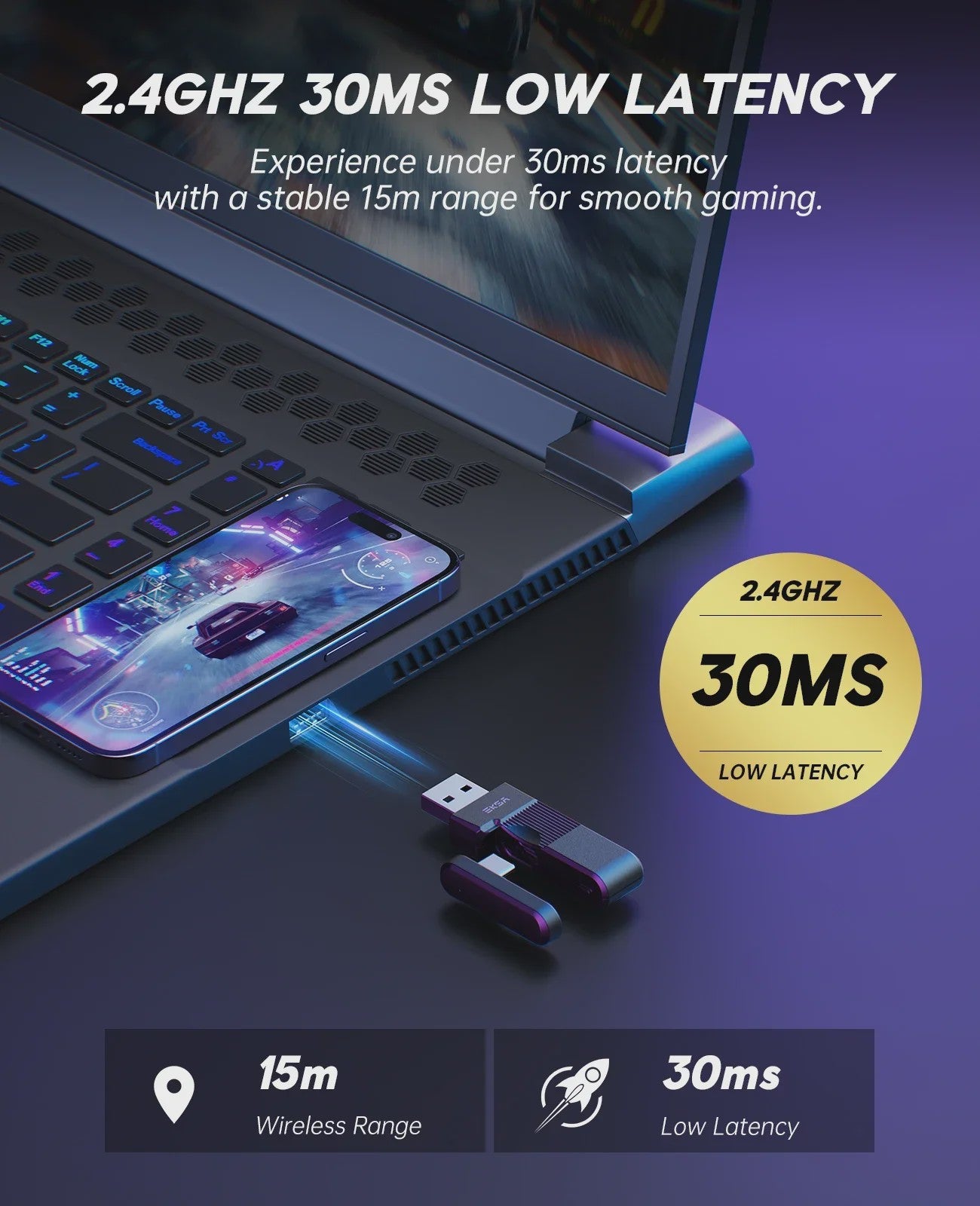 Oneodio EKSA E900 WT Gaming Headset: Draadloos 2.4G, Bluetooth, 80u Batterij & RGB