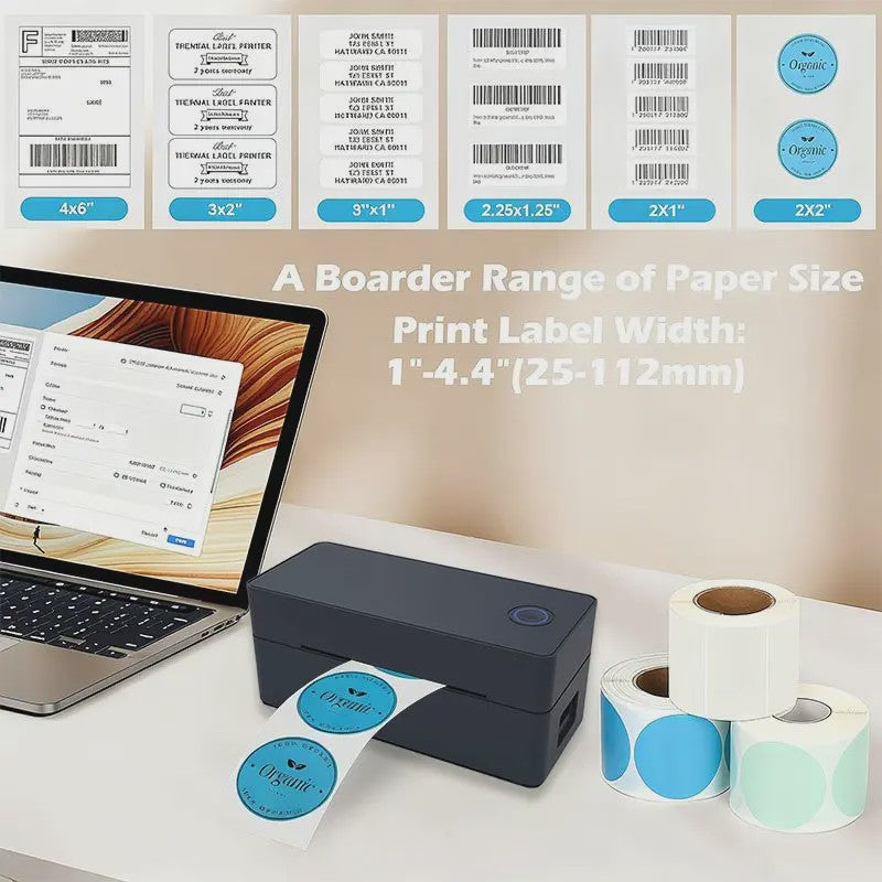 Draadloze Bluetooth Thermische Verzender Label Printer 4x6 inch - Print Labels Vanaf Android, iPhone, Mac & Windows