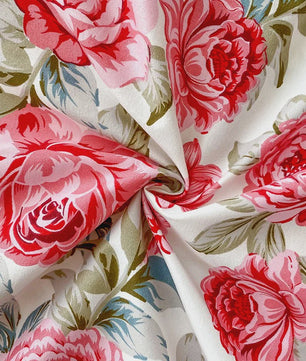Rood Bloemenprint Top Sheet - Diverse Maten - 150x200 cm