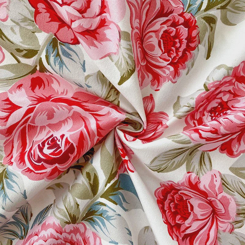 Rood Bloemenprint Top Sheet - Diverse Maten - 150x200 cm