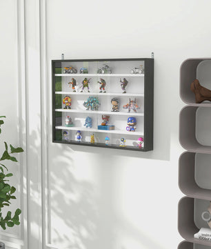Homcom Wall Display Case for Collections with Adjustable Shelves and Glass Doors