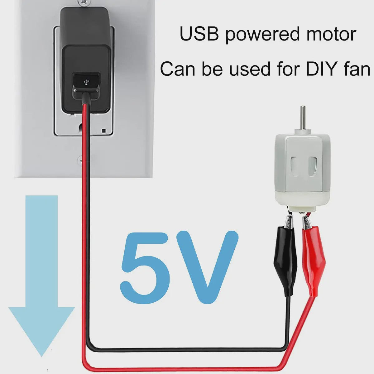 USB Type-A naar Alligator Klem Testkabel - Koperen Leidsels voor Stroomvoorziening