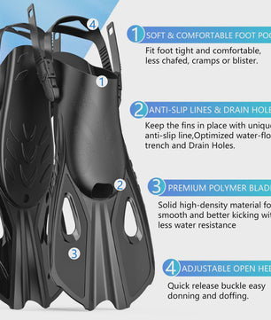 Complete snorkelset voor volwassenen: masker, snorkel, flippers en tas