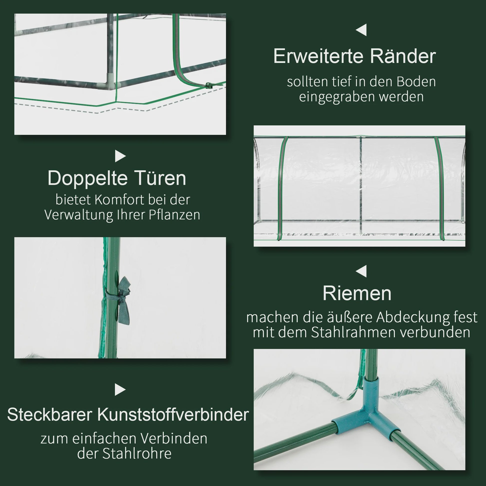 Tunnelkas 200x100x80cm - Stevig Staalframe & Transparante PVC Hoes