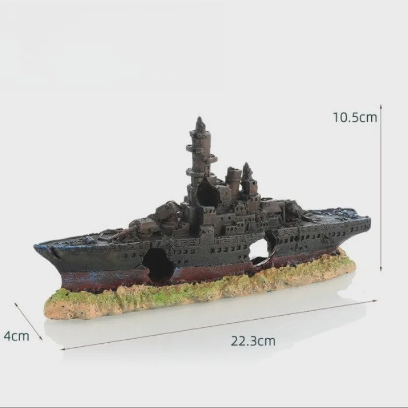 Uniek Scheepswrak Aquarium Decoratie - Verzonken Piratenschip Vistank Ornament