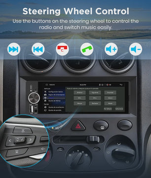 Universele 1-DIN Autoradio met 6.86" IPS Touchscreen, Draadloze CarPlay & Android Auto