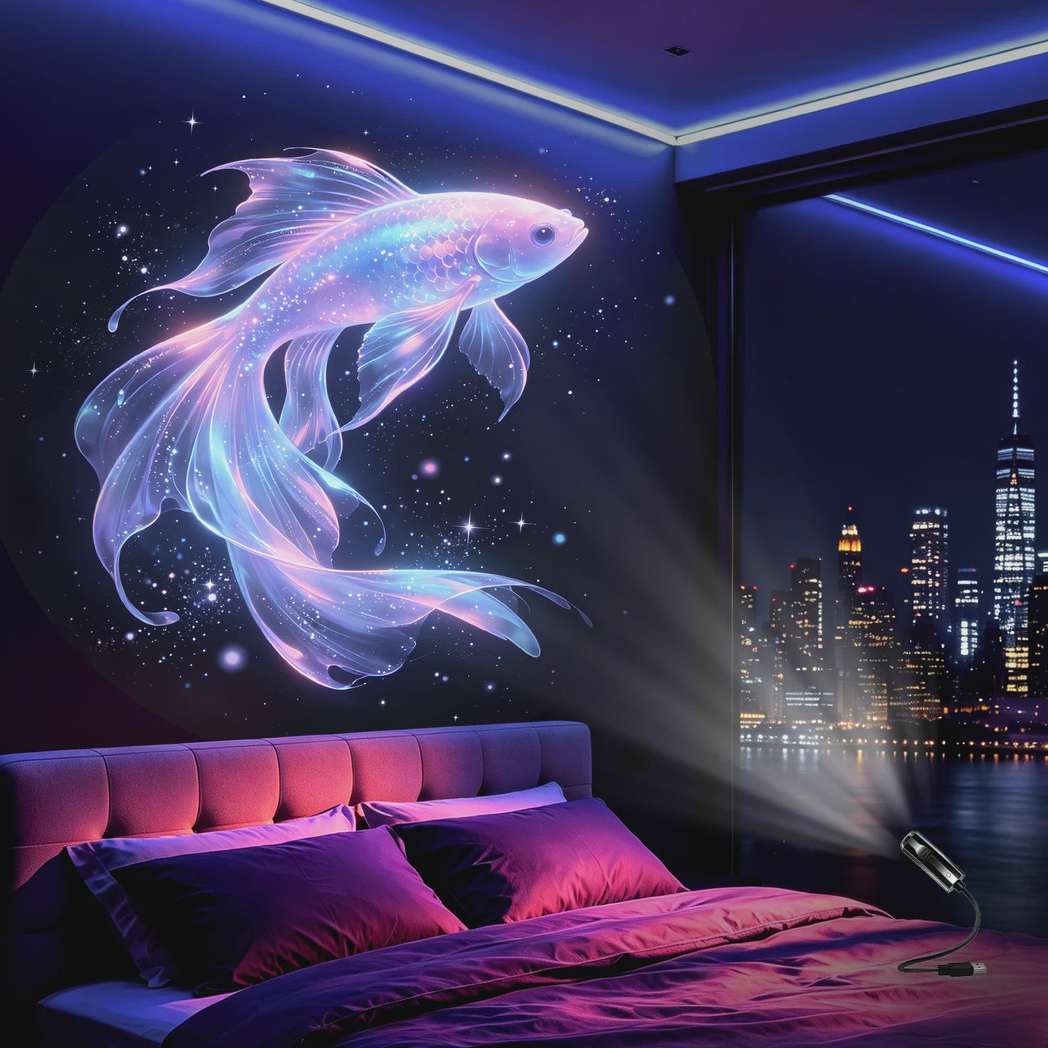 Galaxy Oceaan Projector Lamp - Romantische Sfeer & Nachtlampje met USB