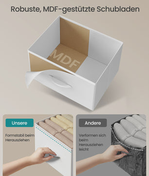 SONGMICS Ladekast met 4 Stoffen Lades - Opbergkast met Stalen Frame en MDF Topblad