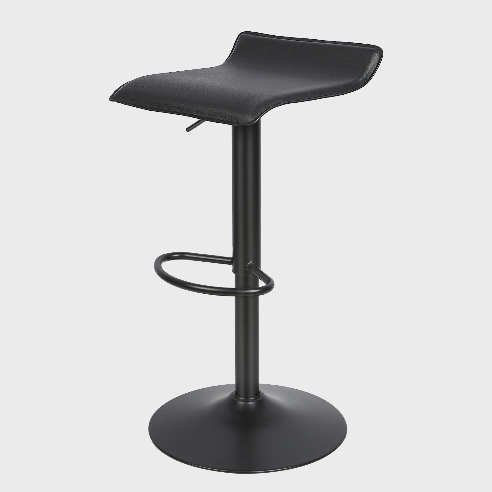 Set van 2 Zwarte Barstoelen met Leerlook, 360° Draaibaar en In Hoogte Verstelbaar
