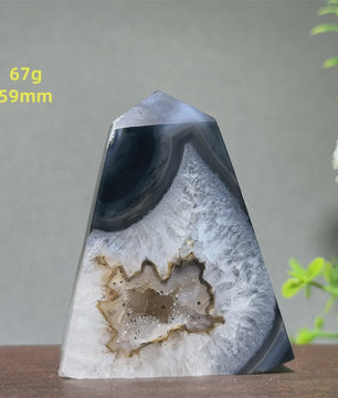 Zwarte Agaat Kristal Geode Obelisk - Natuurlijke Decoratie & Meditatie Steen