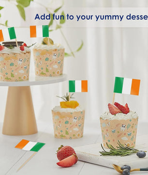100 Stuks Ierse Vlag Prikkers - Mini Vlaggetjes voor Cupcakes, Hapjes en Cocktails