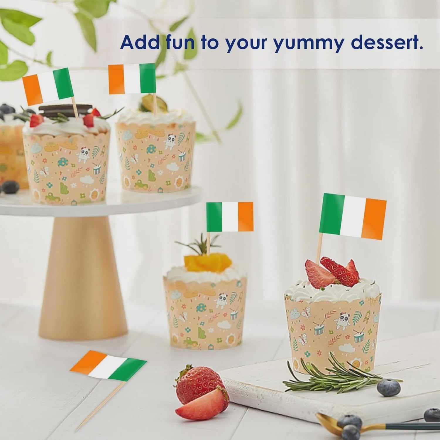 100 Stuks Ierse Vlag Prikkers - Mini Vlaggetjes voor Cupcakes, Hapjes en Cocktails