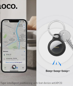 HOCO 4-Pack Anti-Verlies Tracker: GPS Locator voor Apple AirTag - Ideaal voor Sleutels, Portemonnee, Auto & Huisdieren