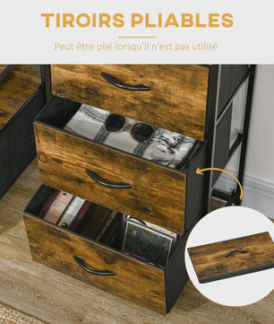 Industriële Ladekast met 3 Lades en 2 Open Planken - 44x29x92 cm