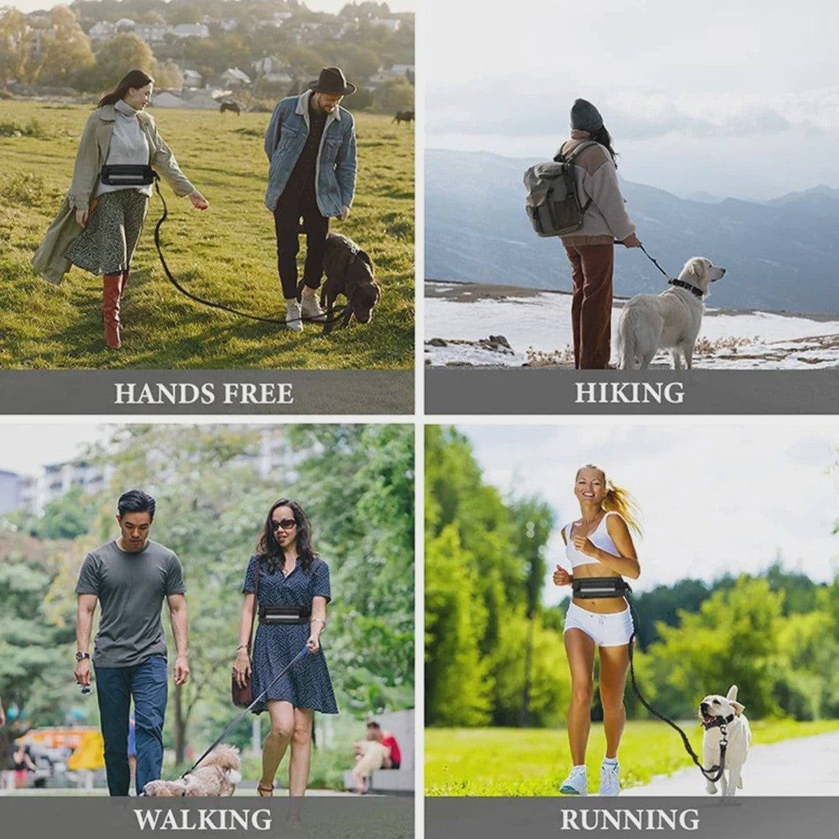 Handsfree Hondentuig met Heuptas - Reflecterend, Intrekbaar & Elastisch voor Lopen & Rennen