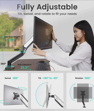 Nearhub Monitor Arm: Volledig Verstelbare Bureau Mount met 360° Rotatie & 180° Zwenkfunctie