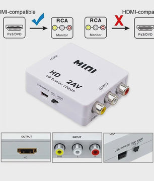 HDMI naar RCA Converter 1080P - AV Composite Video Adapter voor Oude TV's & Projectoren